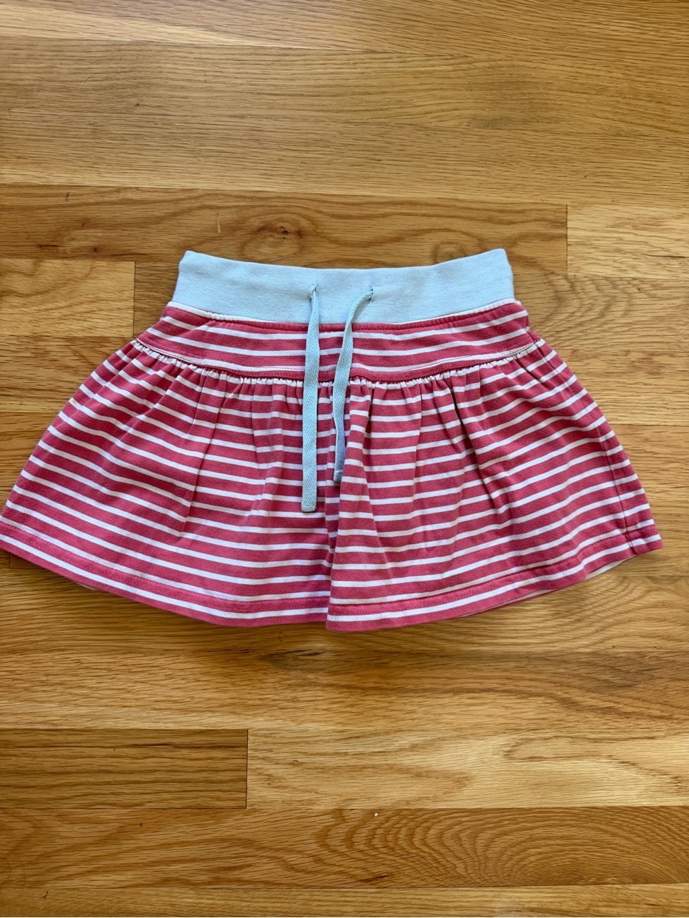 Mini Boden Pink and White Striped Cotton Skort with Light Blue Waist